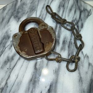 Vintage Adlake Railroad Lock with Chain no Key Great Patina